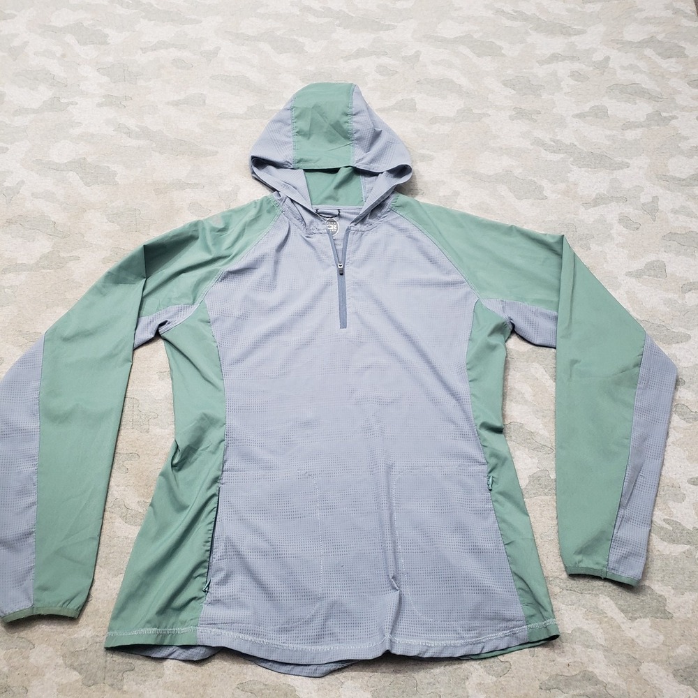 Club Ride Jacket Womens Medium Blue Windbreaker Quarter Zip Hooded Cycling